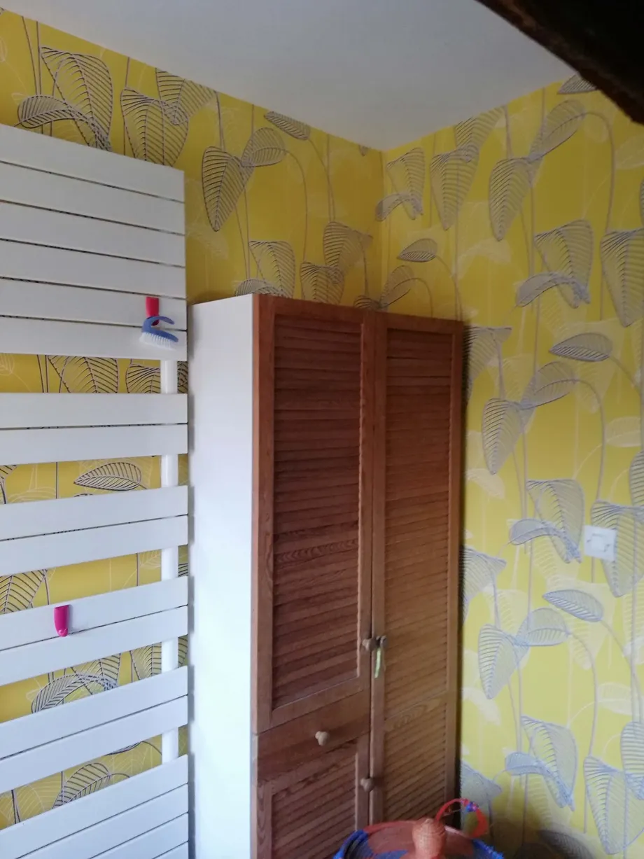 Application d'un papier peint exotique jaune